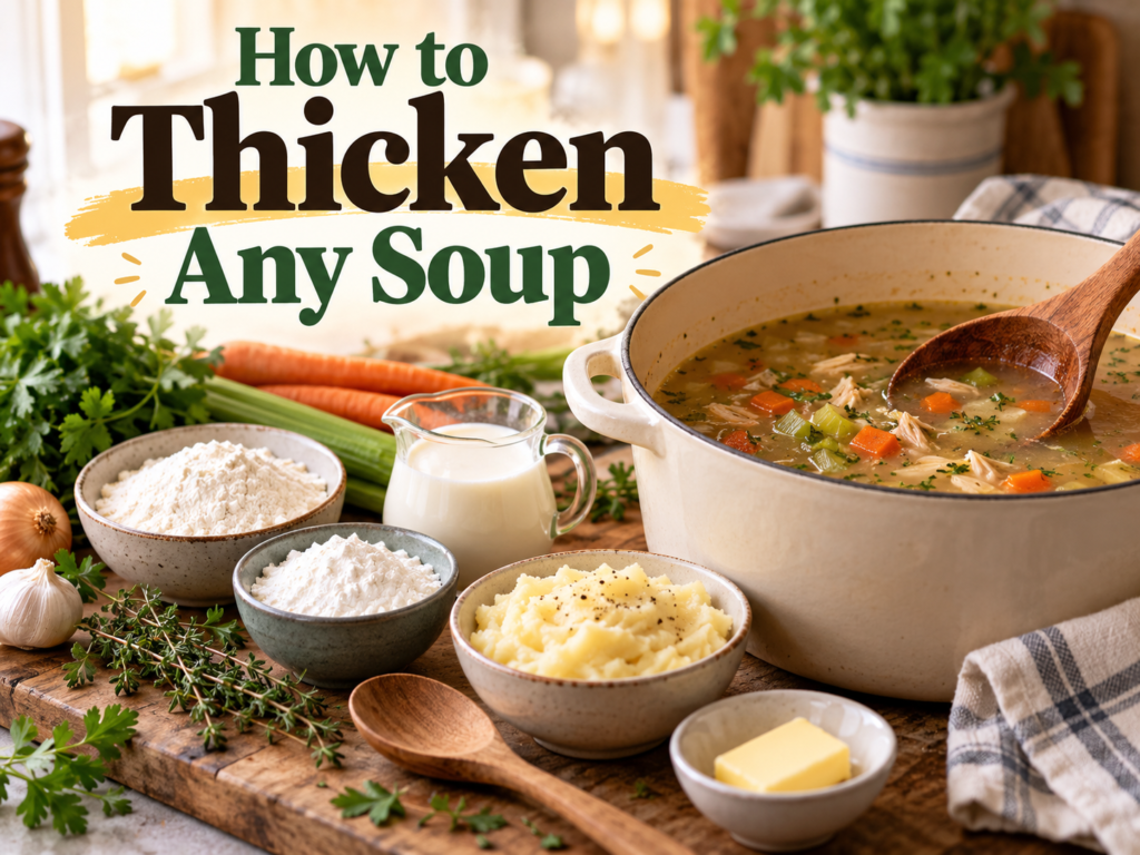 How to thicken any soup using flour, cornstarch, cream, mashed potatoes, and other easy thickening methods